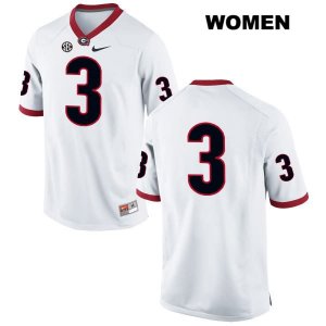 Women's Georgia Bulldogs NCAA #3 Roquan Smith Nike Stitched White Authentic No Name College Football Jersey DFS3554ON